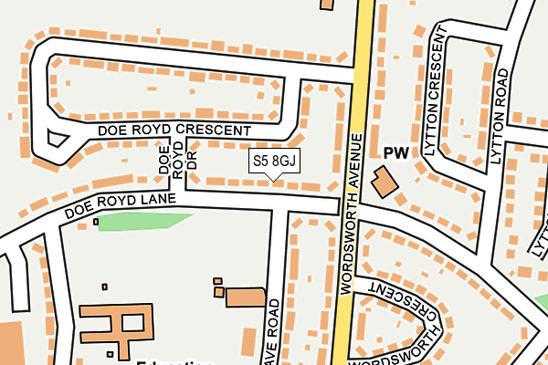 S5 8GJ map - OS OpenMap – Local (Ordnance Survey)