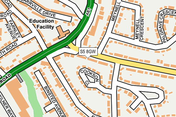 S5 8GW map - OS OpenMap – Local (Ordnance Survey)