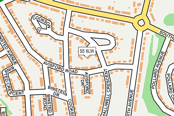 S5 8LW map - OS OpenMap – Local (Ordnance Survey)