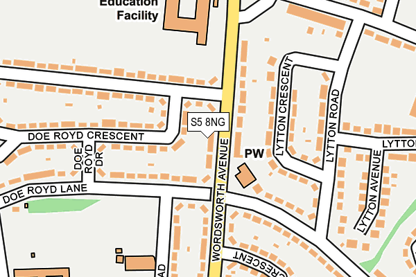 S5 8NG map - OS OpenMap – Local (Ordnance Survey)