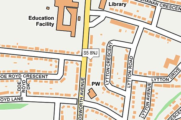 S5 8NJ map - OS OpenMap – Local (Ordnance Survey)