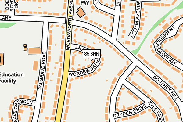 S5 8NN map - OS OpenMap – Local (Ordnance Survey)