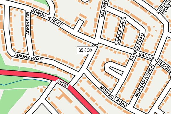 S5 8QX map - OS OpenMap – Local (Ordnance Survey)
