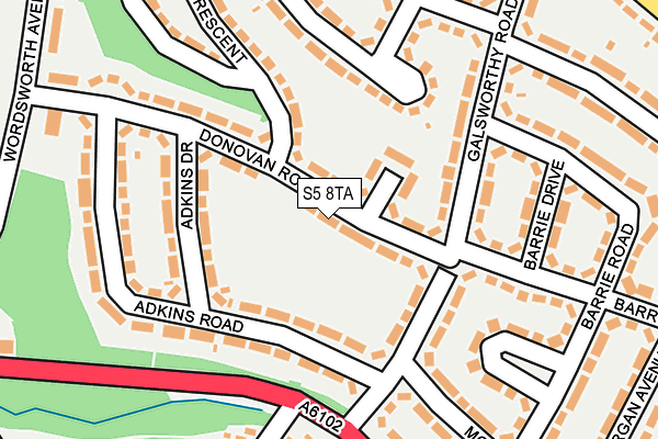 S5 8TA map - OS OpenMap – Local (Ordnance Survey)
