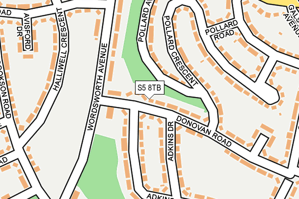 S5 8TB map - OS OpenMap – Local (Ordnance Survey)