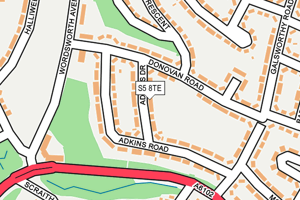 S5 8TE map - OS OpenMap – Local (Ordnance Survey)