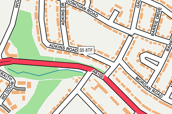 S5 8TF map - OS OpenMap – Local (Ordnance Survey)