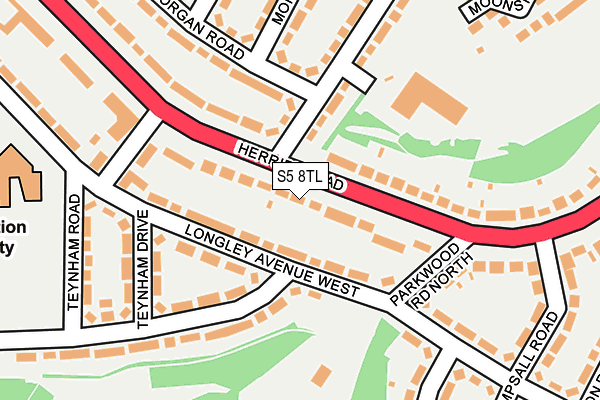 S5 8TL map - OS OpenMap – Local (Ordnance Survey)
