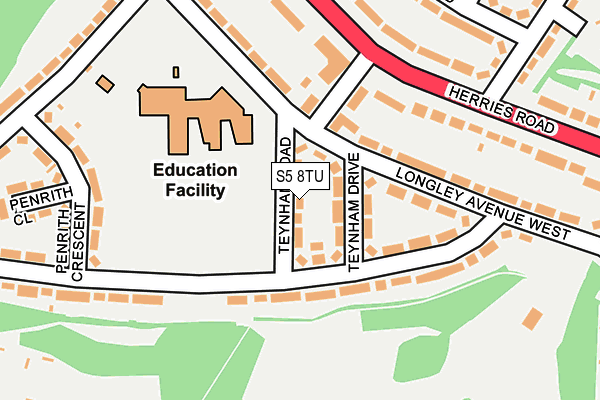 S5 8TU map - OS OpenMap – Local (Ordnance Survey)