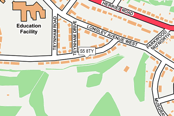 S5 8TY map - OS OpenMap – Local (Ordnance Survey)