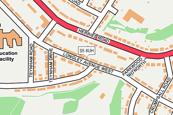 S5 8UH map - OS OpenMap – Local (Ordnance Survey)