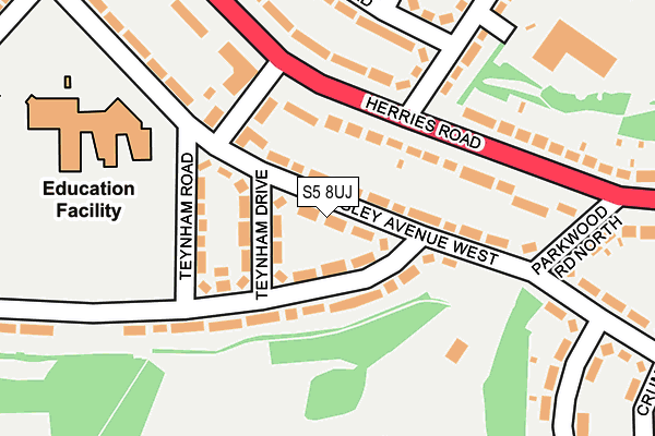 S5 8UJ map - OS OpenMap – Local (Ordnance Survey)