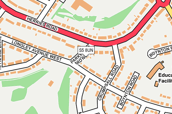 S5 8UN map - OS OpenMap – Local (Ordnance Survey)