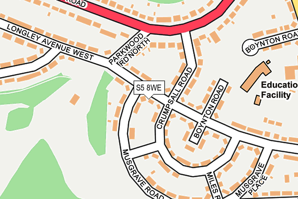 S5 8WE map - OS OpenMap – Local (Ordnance Survey)