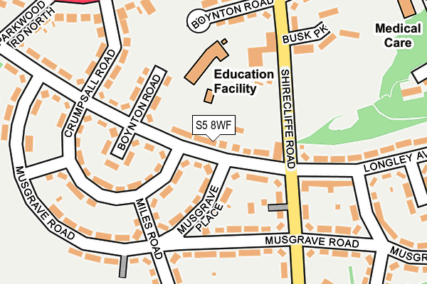 S5 8WF map - OS OpenMap – Local (Ordnance Survey)