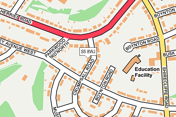 S5 8WJ map - OS OpenMap – Local (Ordnance Survey)