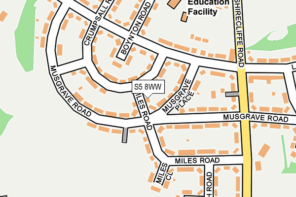 S5 8WW map - OS OpenMap – Local (Ordnance Survey)