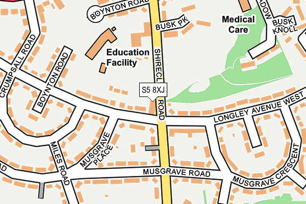 S5 8XJ map - OS OpenMap – Local (Ordnance Survey)