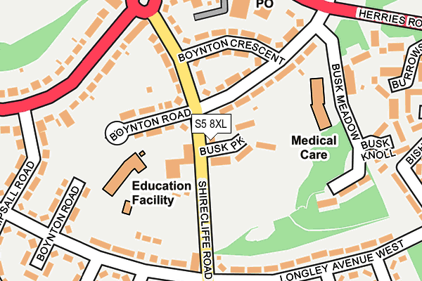 S5 8XL map - OS OpenMap – Local (Ordnance Survey)