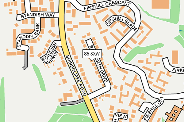 S5 8XW map - OS OpenMap – Local (Ordnance Survey)