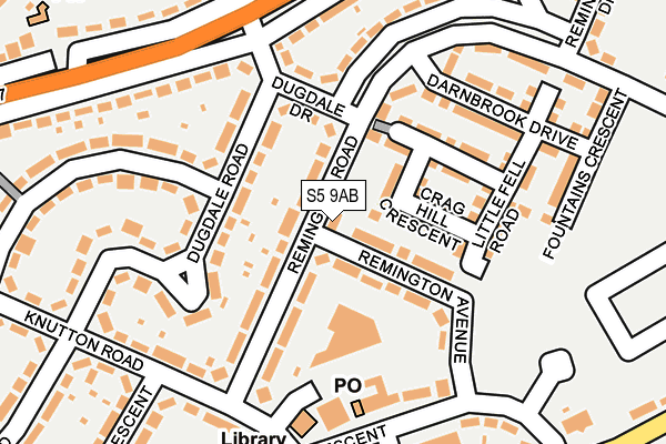S5 9AB map - OS OpenMap – Local (Ordnance Survey)