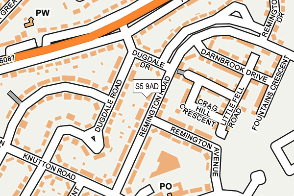 S5 9AD map - OS OpenMap – Local (Ordnance Survey)