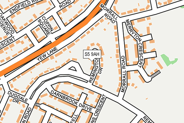 S5 9AH map - OS OpenMap – Local (Ordnance Survey)