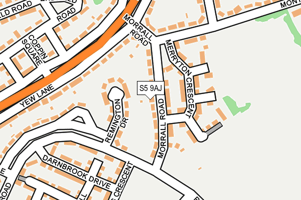 S5 9AJ map - OS OpenMap – Local (Ordnance Survey)