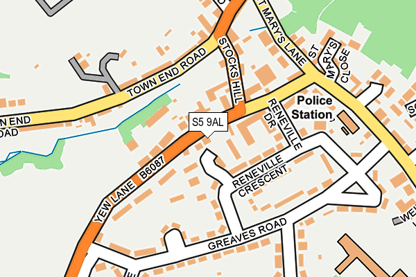 S5 9AL map - OS OpenMap – Local (Ordnance Survey)