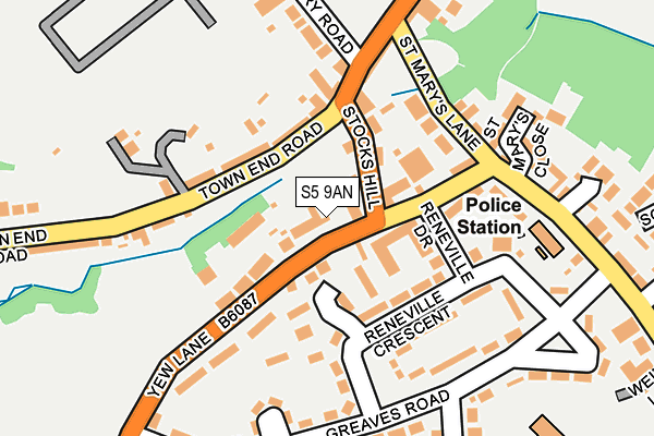 S5 9AN map - OS OpenMap – Local (Ordnance Survey)