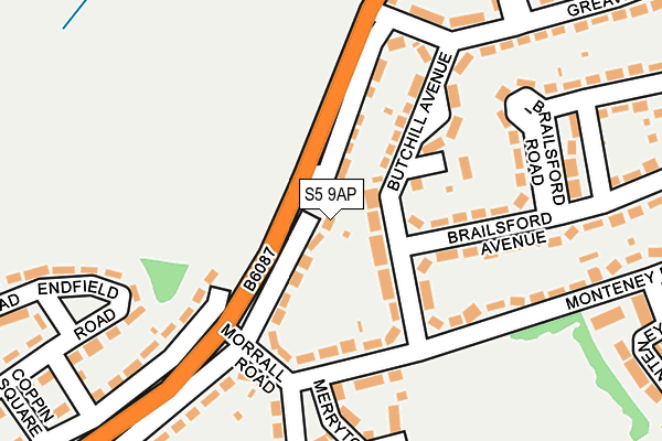 S5 9AP map - OS OpenMap – Local (Ordnance Survey)
