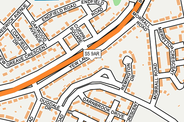 S5 9AR map - OS OpenMap – Local (Ordnance Survey)