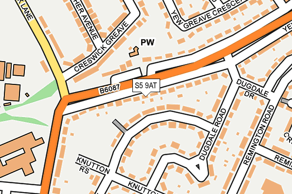 S5 9AT map - OS OpenMap – Local (Ordnance Survey)