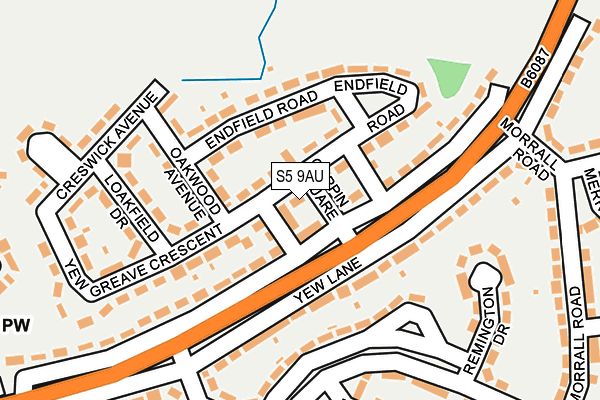 S5 9AU map - OS OpenMap – Local (Ordnance Survey)