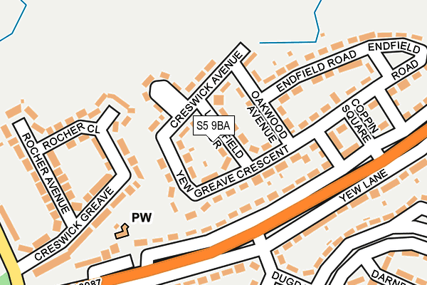 S5 9BA map - OS OpenMap – Local (Ordnance Survey)