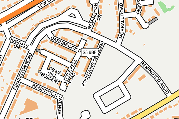 S5 9BF map - OS OpenMap – Local (Ordnance Survey)