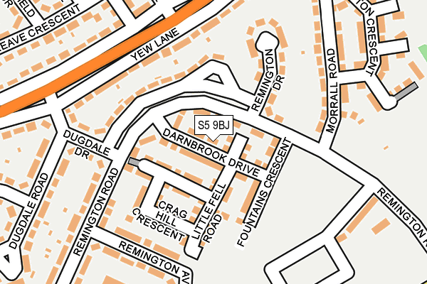 S5 9BJ map - OS OpenMap – Local (Ordnance Survey)