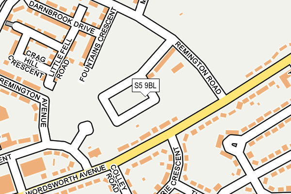 S5 9BL map - OS OpenMap – Local (Ordnance Survey)