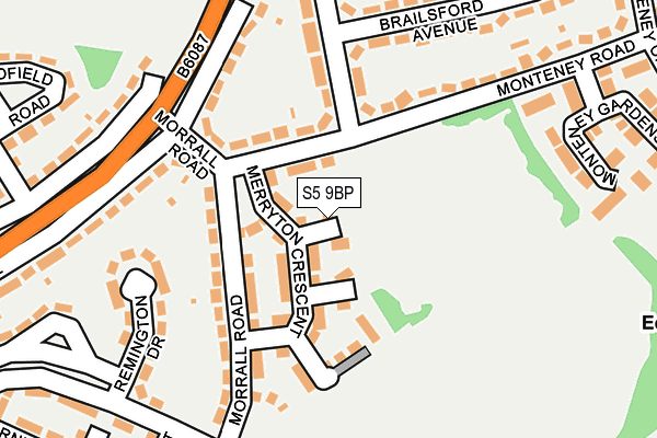 S5 9BP map - OS OpenMap – Local (Ordnance Survey)