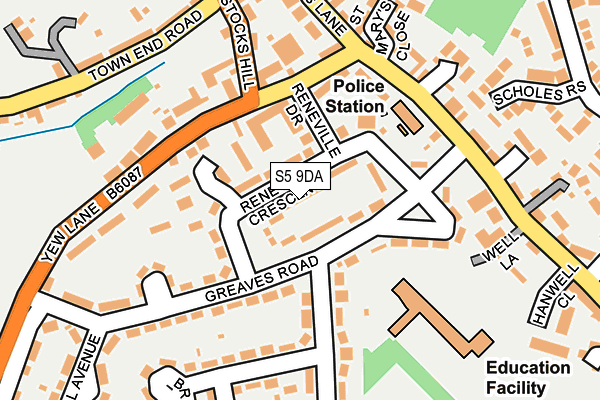 S5 9DA map - OS OpenMap – Local (Ordnance Survey)