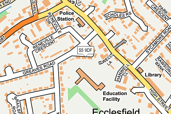 S5 9DF map - OS OpenMap – Local (Ordnance Survey)