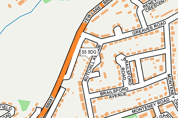 S5 9DG map - OS OpenMap – Local (Ordnance Survey)