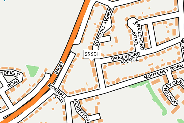 S5 9DH map - OS OpenMap – Local (Ordnance Survey)