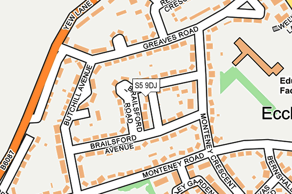 S5 9DJ map - OS OpenMap – Local (Ordnance Survey)