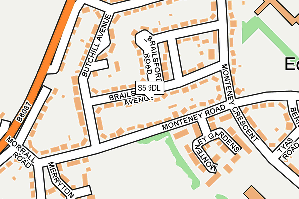 S5 9DL map - OS OpenMap – Local (Ordnance Survey)