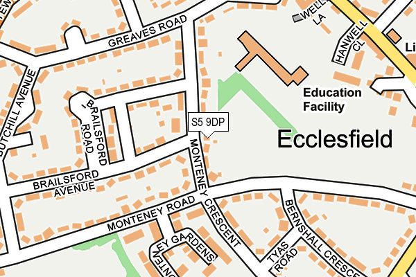 S5 9DP map - OS OpenMap – Local (Ordnance Survey)