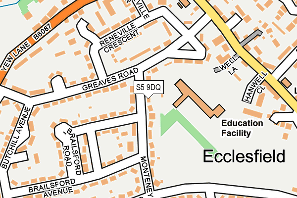 S5 9DQ map - OS OpenMap – Local (Ordnance Survey)