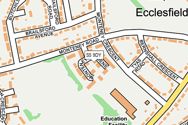 S5 9DY map - OS OpenMap – Local (Ordnance Survey)