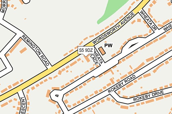 S5 9DZ map - OS OpenMap – Local (Ordnance Survey)