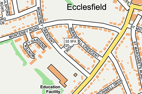 S5 9FA map - OS OpenMap – Local (Ordnance Survey)